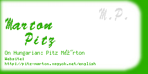 marton pitz business card